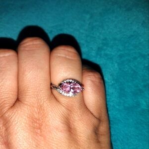Pink stone sterling silver ring